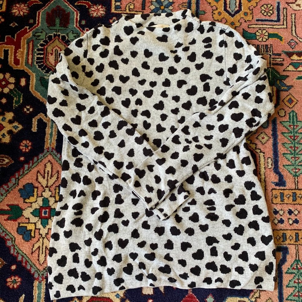 Loft Black Hearts Cowl Sweater